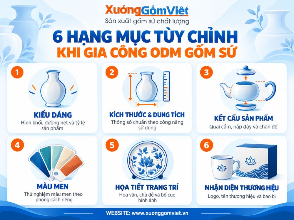 6 hạng mục tùy chỉnh khi gia công ODM gốm sứ