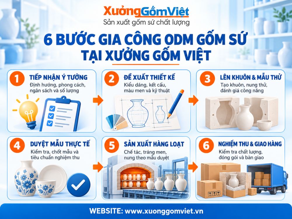 Quy trình gia công ODM gốm sứ tại xưởng