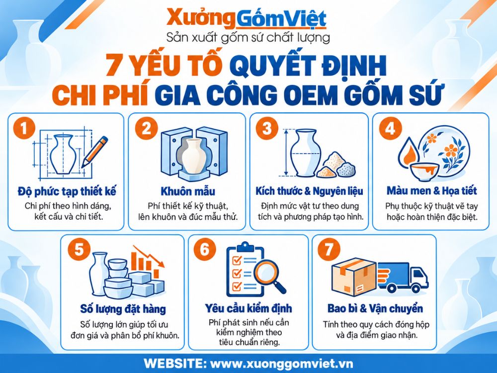 7 yếu tố quyết định chi phí gia công OEM gốm sứ