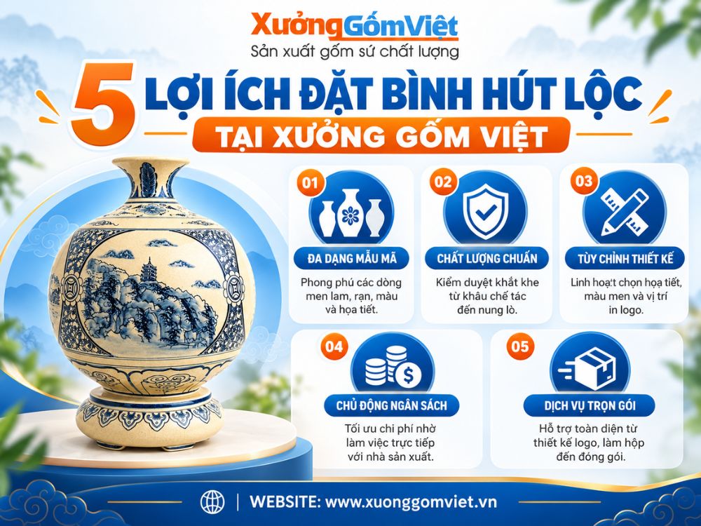 Lợi ích khi đặt sản xuất bình hút lộc tại Xưởng Gốm Việt