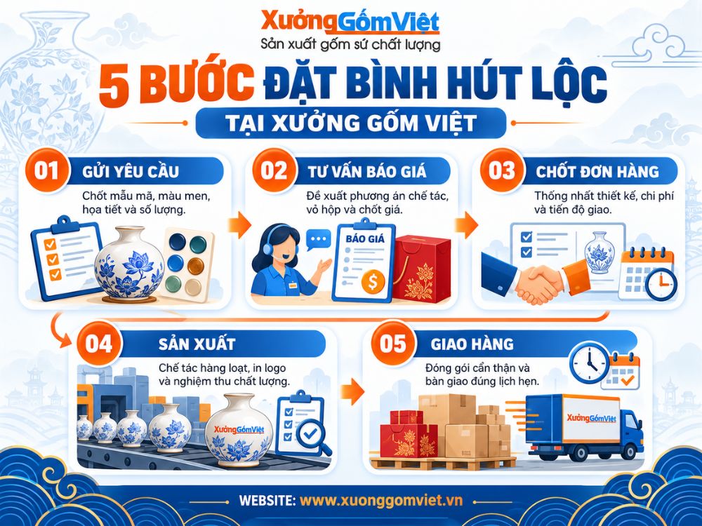 5 bước đặt bình hút lộc tại Xưởng Gốm Việt
