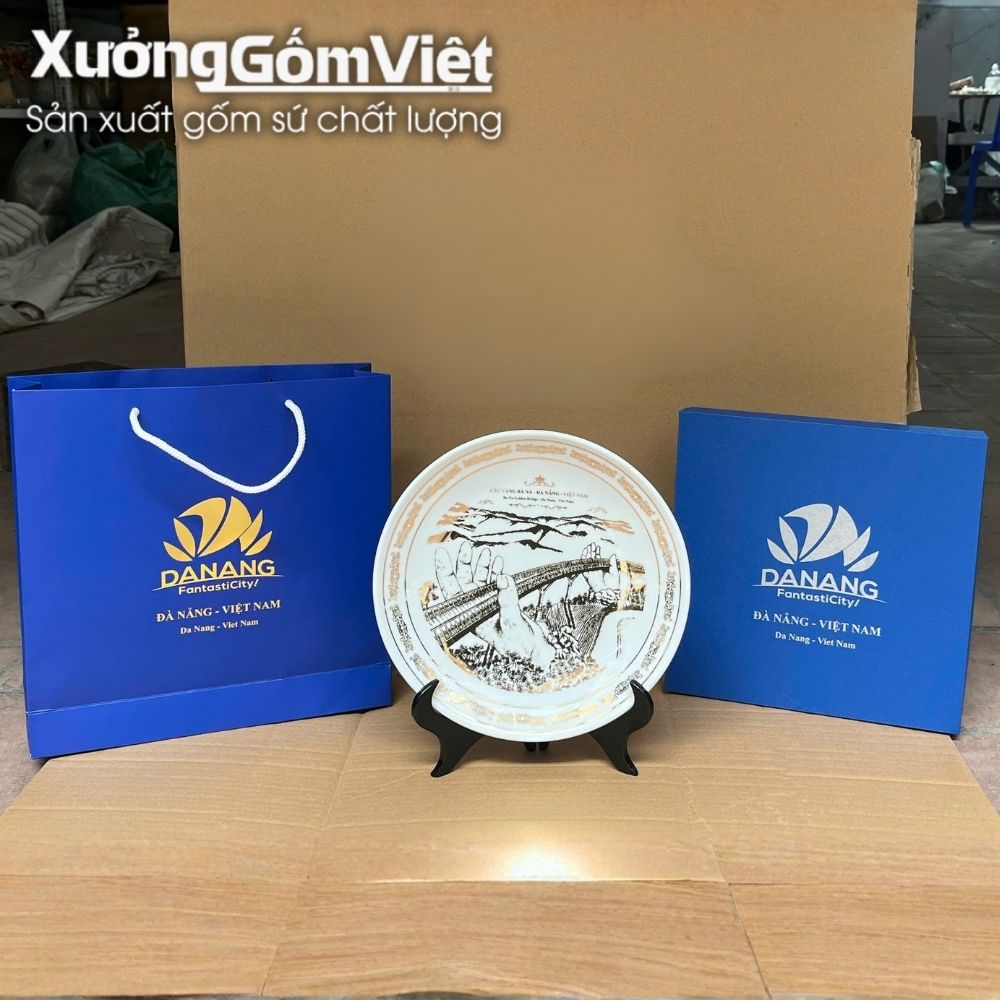 Đĩa biểu trưng gốm sứ in logo