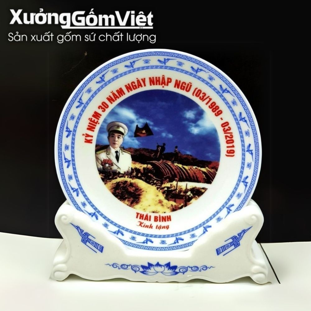 Đĩa biểu trưng gốm sứ in logo