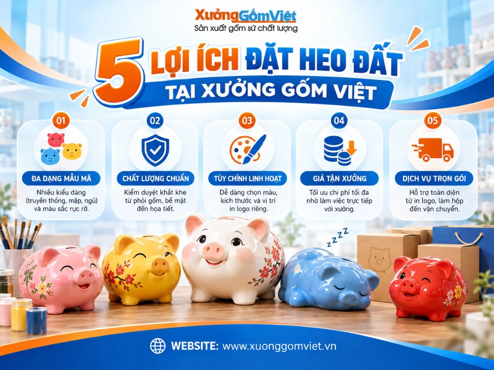 Lợi ích khi đặt sản xuất heo đất tại Xưởng Gốm Việt