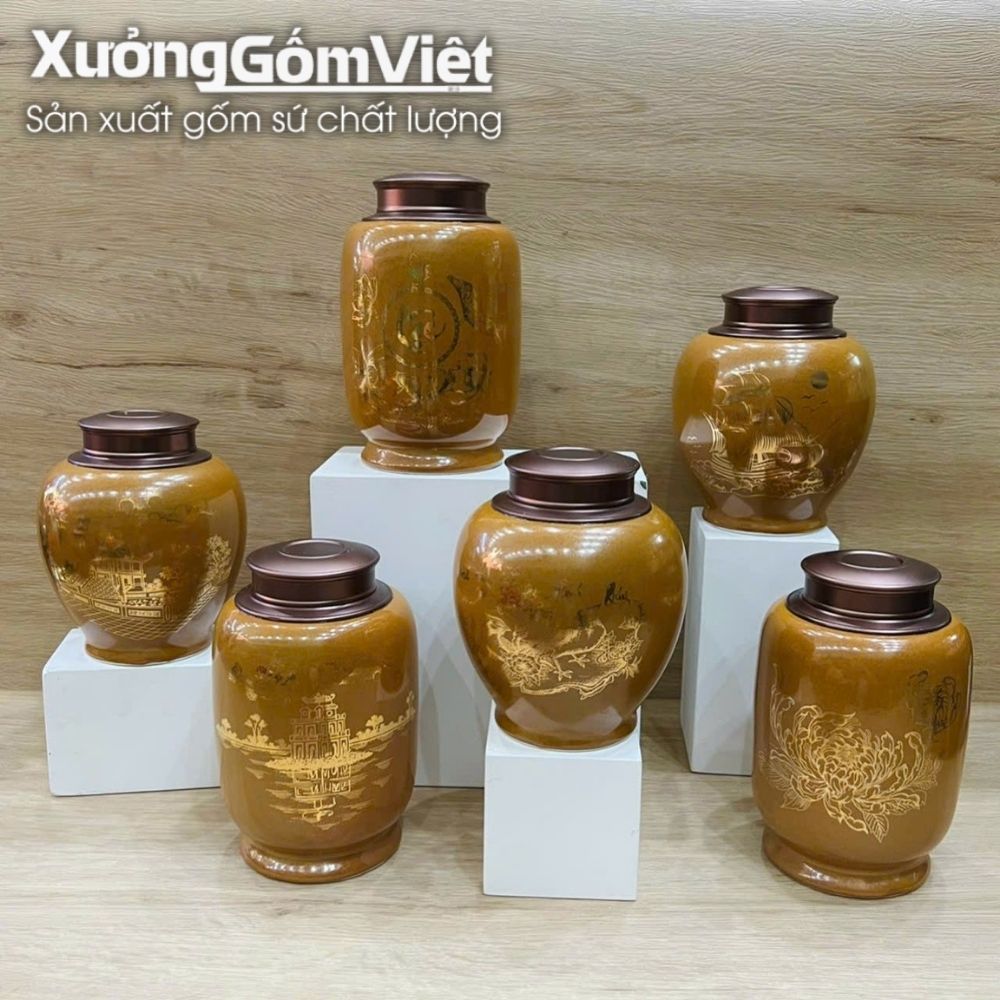 Hũ đựng trà Bát Tràng