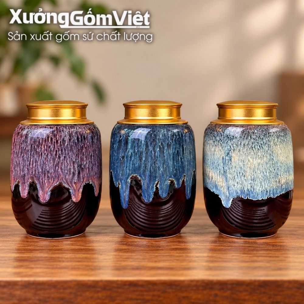 Hũ đựng trà Bát Tràng