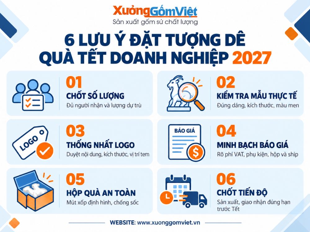 6 lưu ý khi đặt tượng dê quà Tết 2027 cho doanh nghiệp