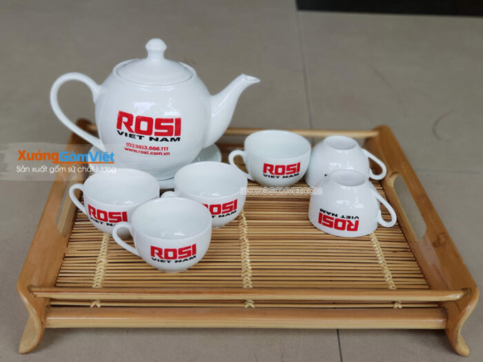 bộ trà sứ trắng dml