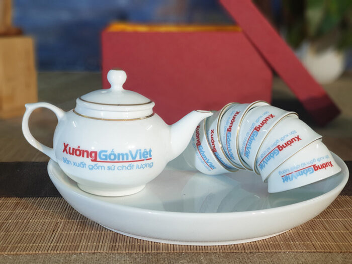 Bộ trà Mini chỉ vàng