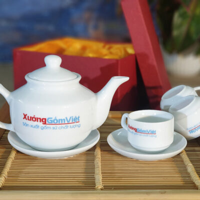 Bộ trà sứ vuông thấp
