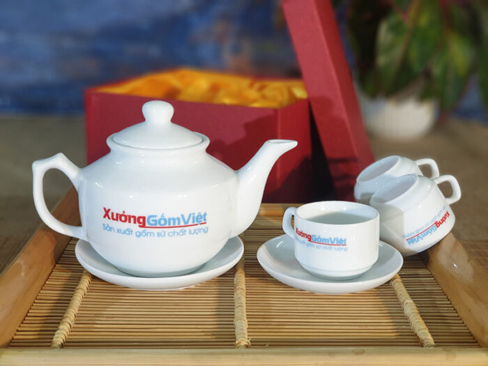 Bộ trà sứ vuông thấp