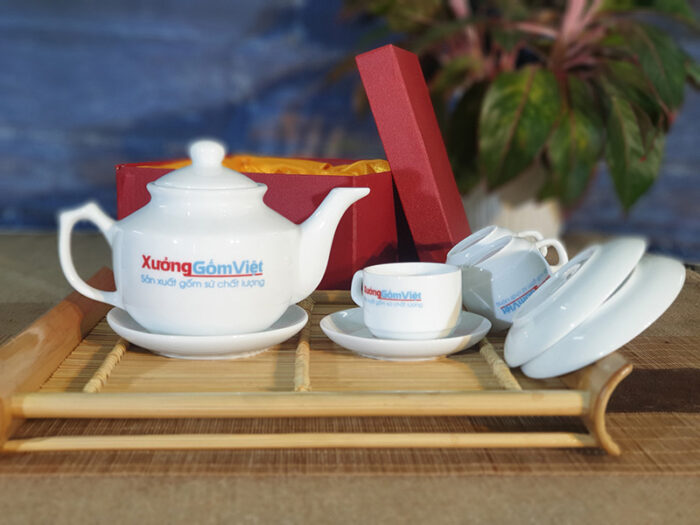 Bộ trà sứ vuông thấp