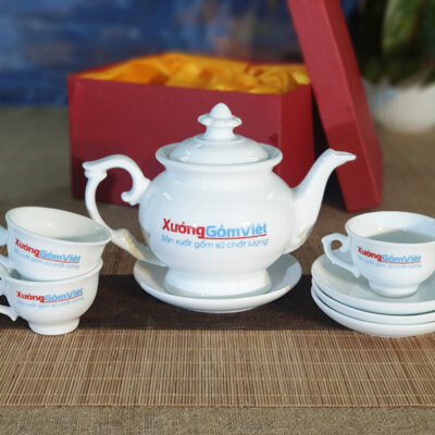 Bộ trà đài cát AT-21 sứ trắng