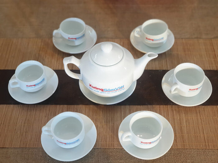 Bộ trà sứ vuông thấp