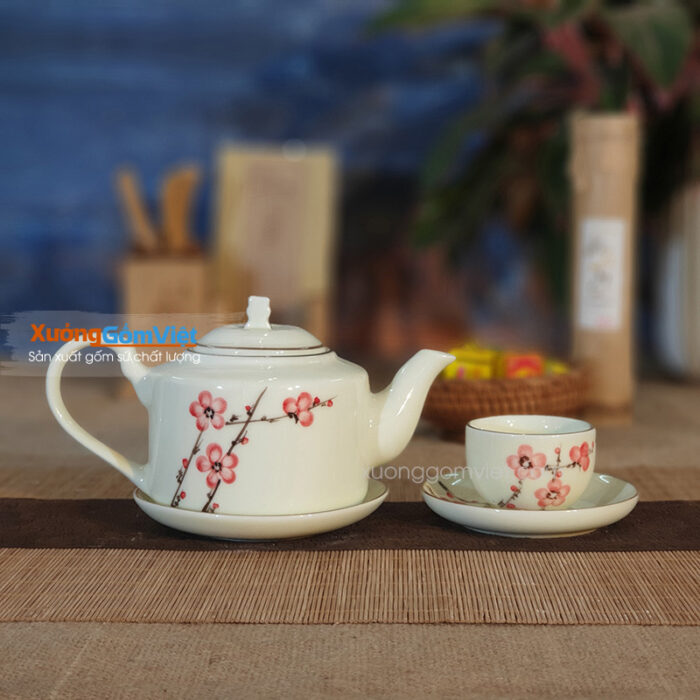 Bộ trà thấp vẽ đào ATH-04
