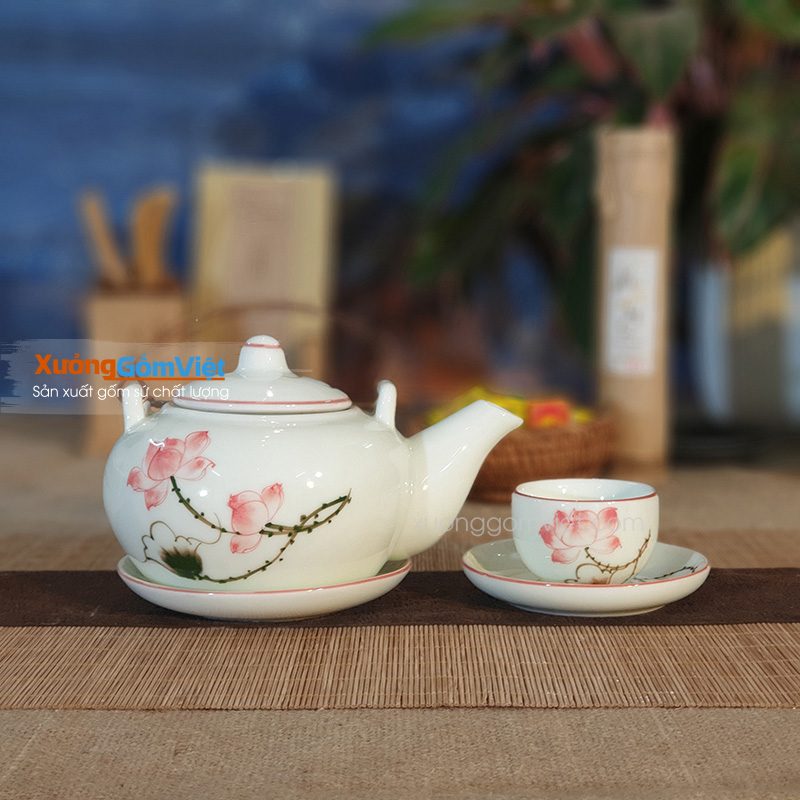 Bộ trà vẽ sen thấp ATH-02