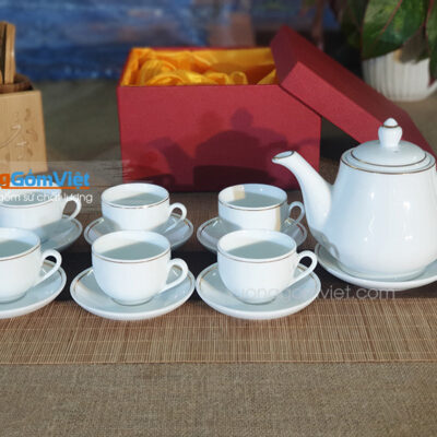 Bộ trà trắng viền kim