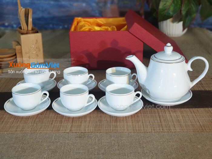 Bộ trà trắng viền kim