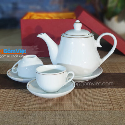 Bộ trà trắng viền kim ATK-55