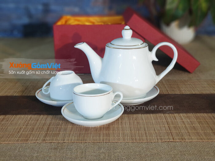 Bộ trà trắng viền kim ATK-55