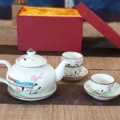 Bộ trà quai gờ vẽ đào ATV-06