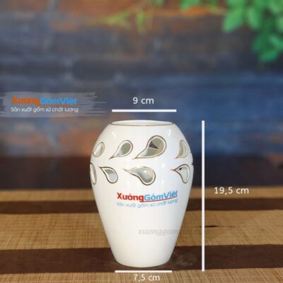 Lọ hoa sứ trắng chỉ vàng Bát Tràng