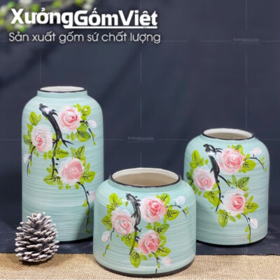 bo-3-lo-hoa-dang-long-chim-men-xanh-duong-hoa-tiet-hong-rung