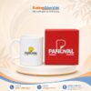 Ly sứ in logo PANOVAL dáng trụ có quai màu trắng M120