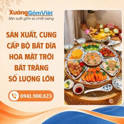 Sản xuất, cung cấp bộ bát đĩa hoa mặt trời Bát Tràng số lượng lớn