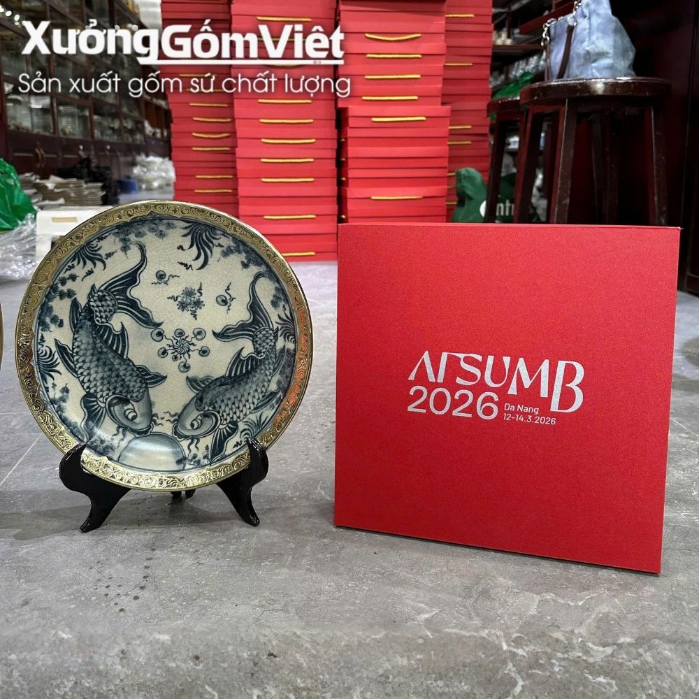 Đĩa biểu trưng gốm sứ in logo