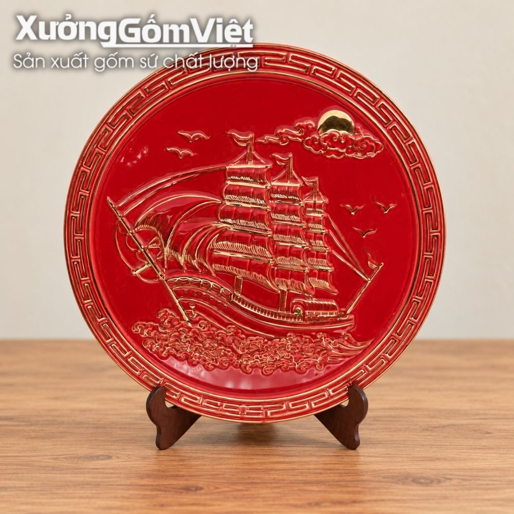Đĩa biểu trưng gốm sứ in logo
