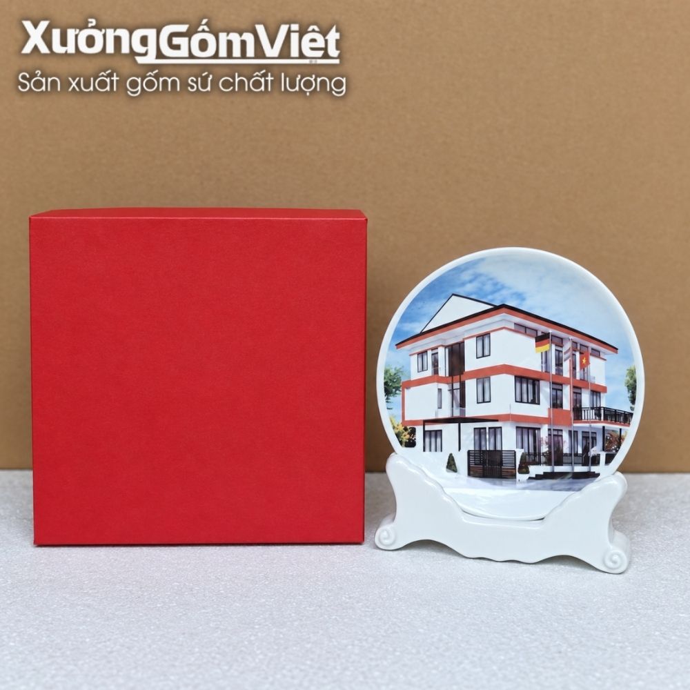 Đĩa biểu trưng gốm sứ in logo