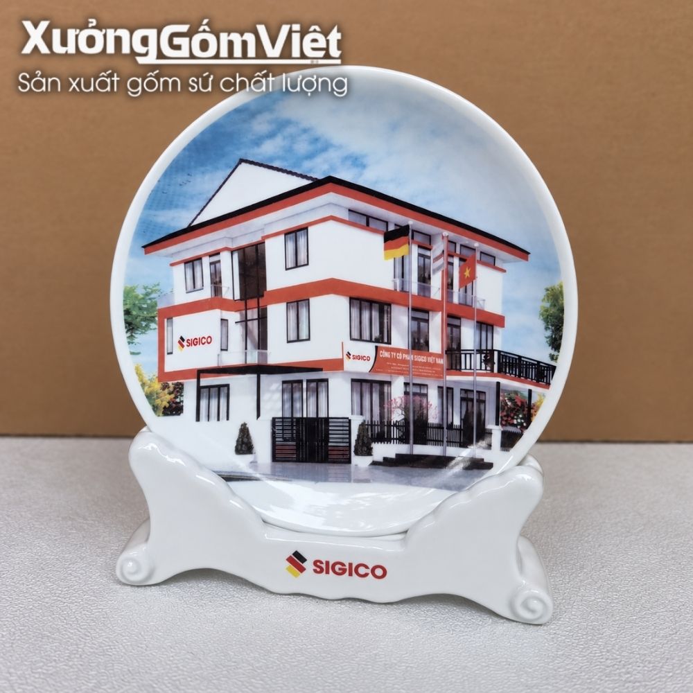 Đĩa biểu trưng gốm sứ in logo