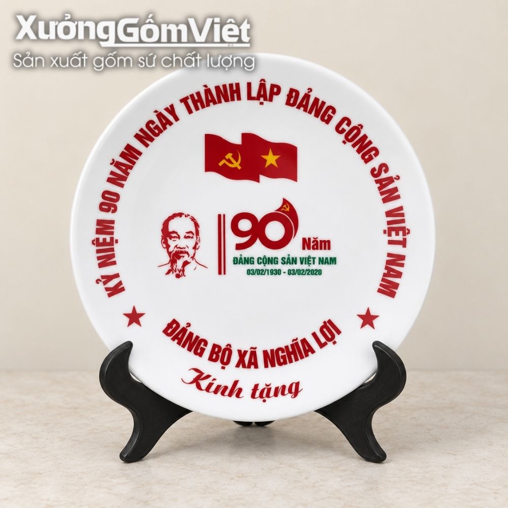 Đĩa biểu trưng gốm sứ in logo
