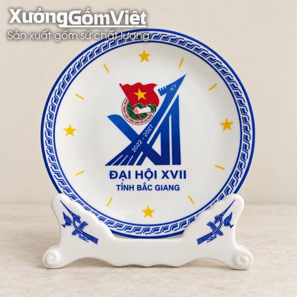 Đĩa biểu trưng gốm sứ in logo
