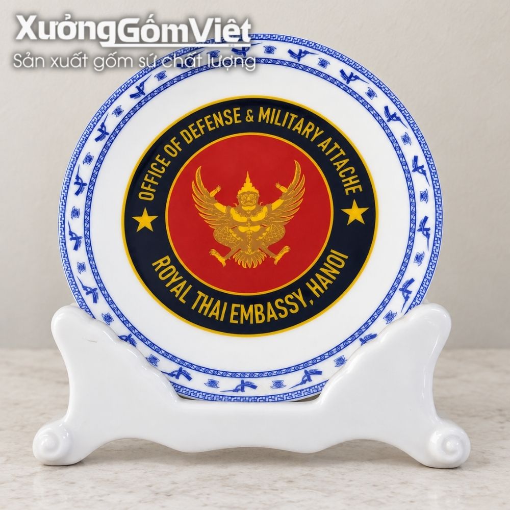 Đĩa biểu trưng gốm sứ in logo