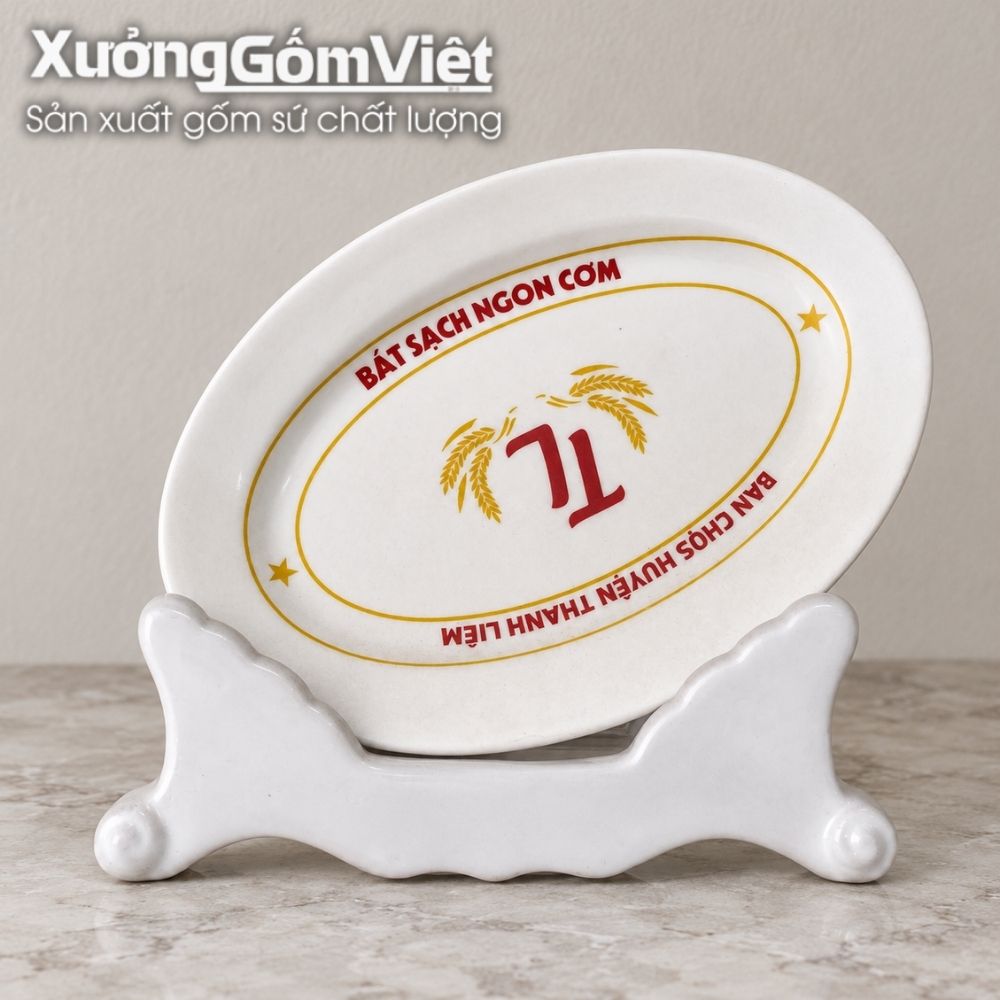 Đĩa biểu trưng gốm sứ in logo