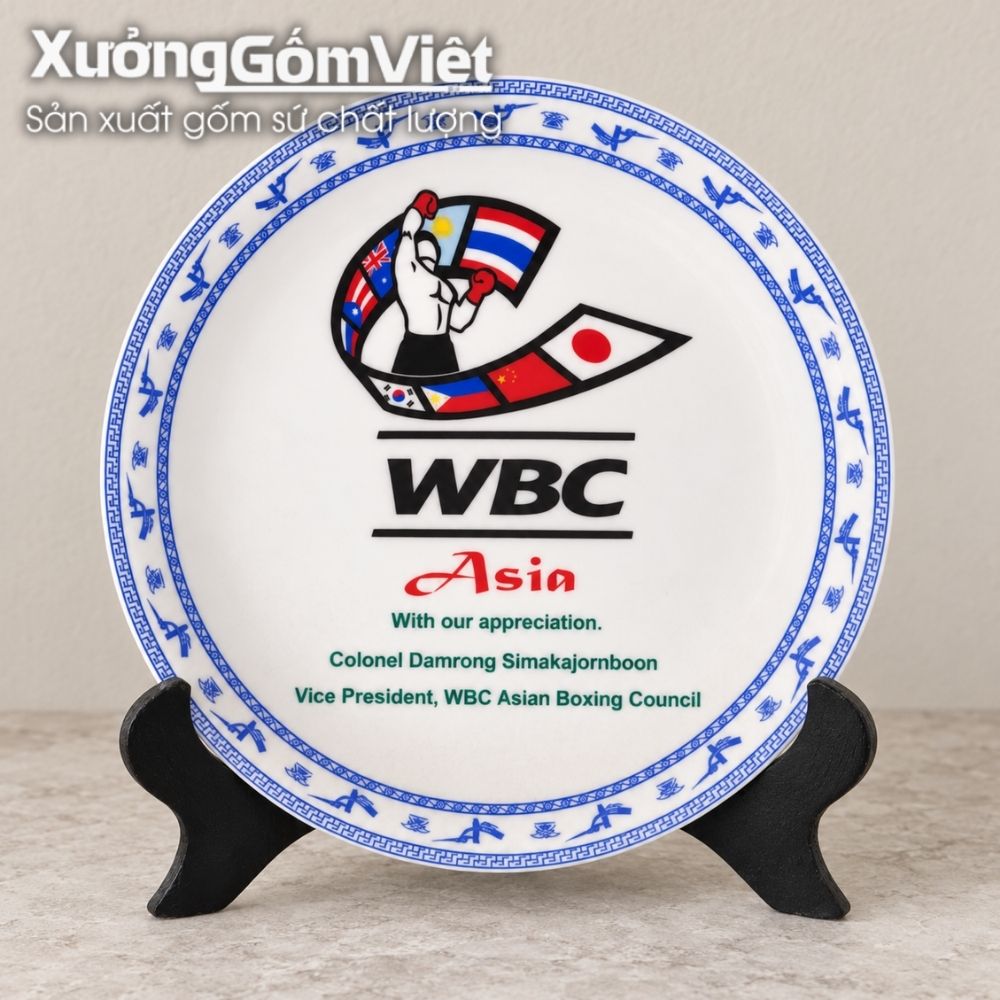 Đĩa biểu trưng gốm sứ in logo