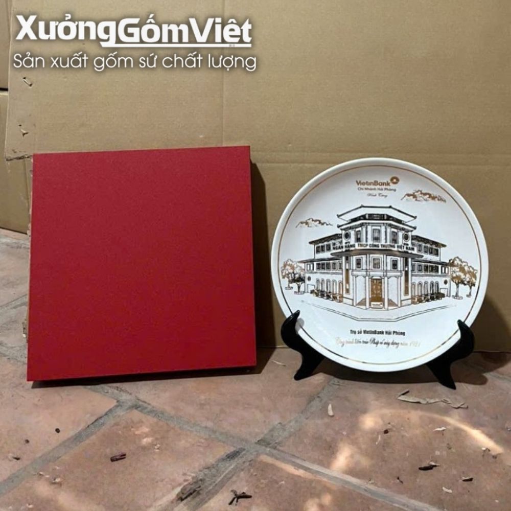 Đĩa biểu trưng gốm sứ in logo