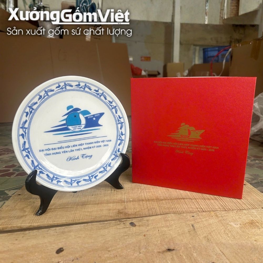 Đĩa biểu trưng gốm sứ in logo