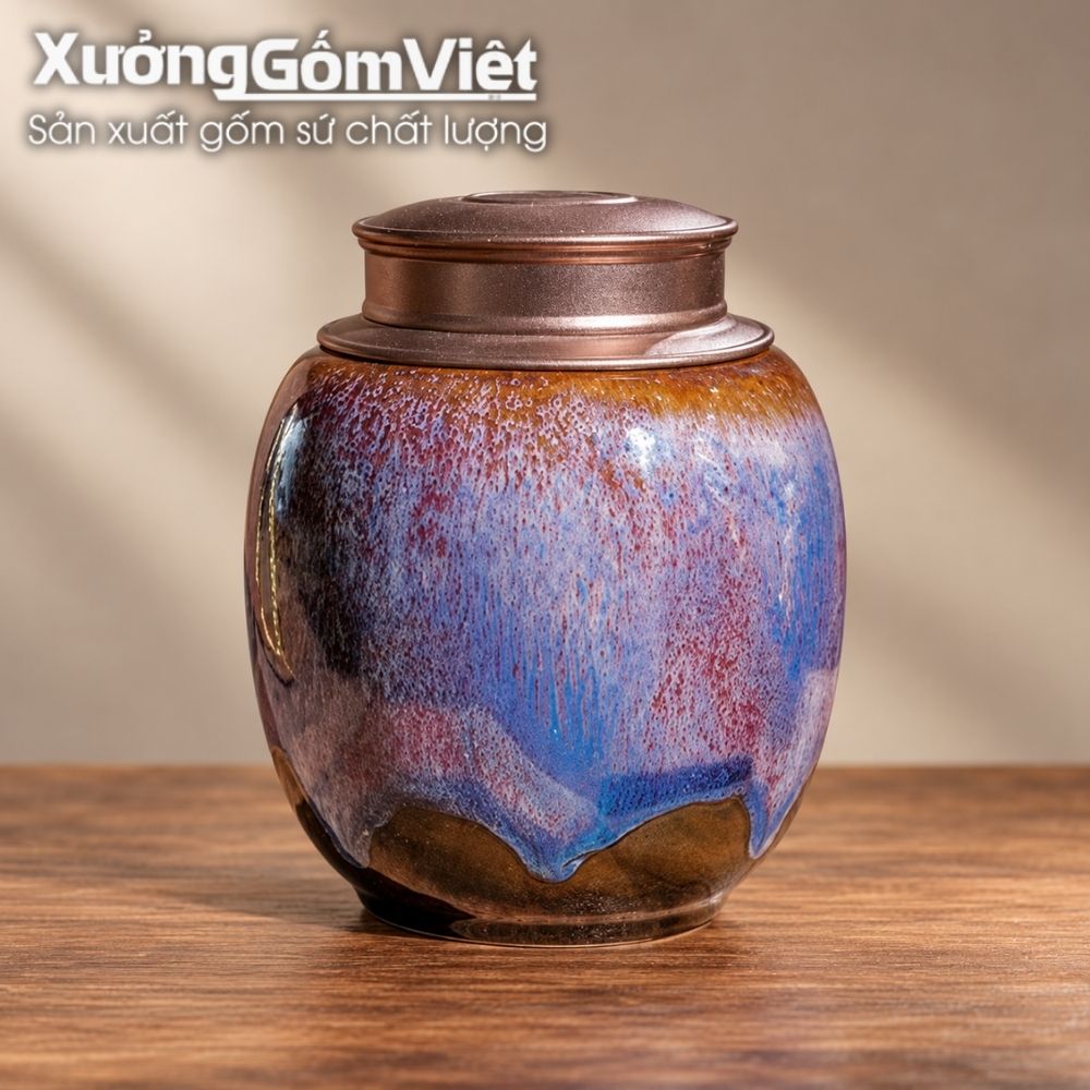 Hũ đựng trà Bát Tràng