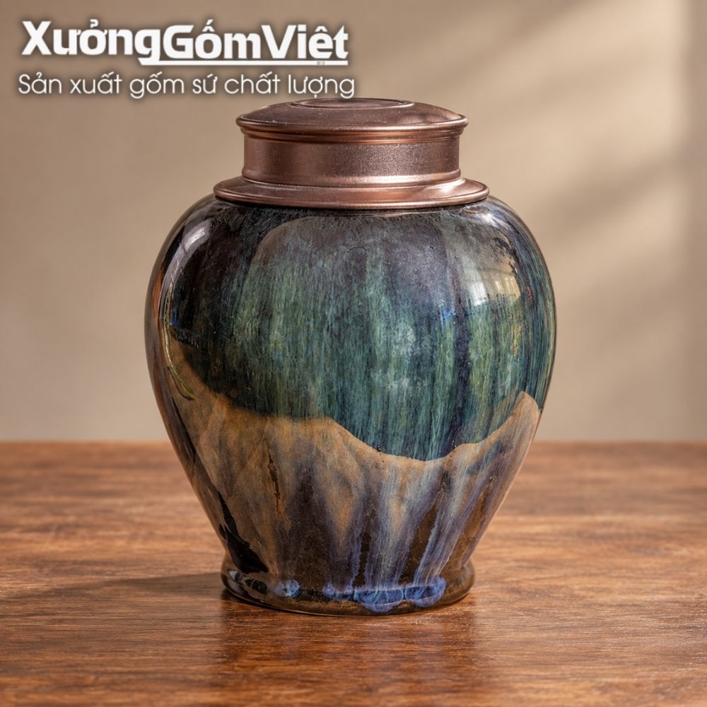 Hũ đựng trà Bát Tràng