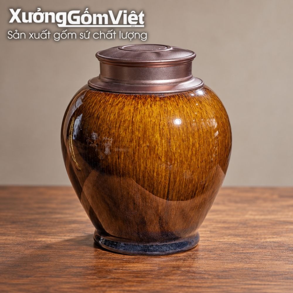 Hũ đựng trà Bát Tràng