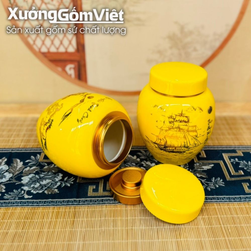 Hũ đựng trà Bát Tràng