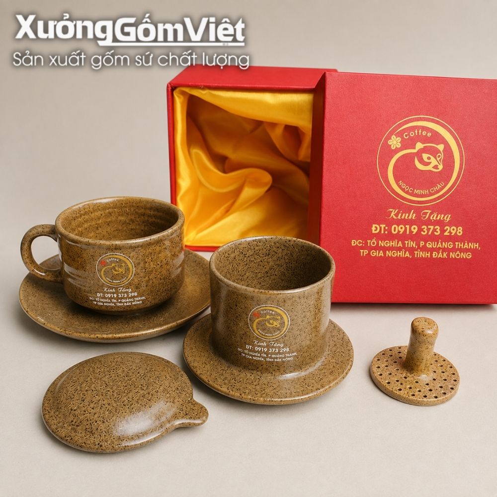 Phin pha cà phê quà tặng in logo